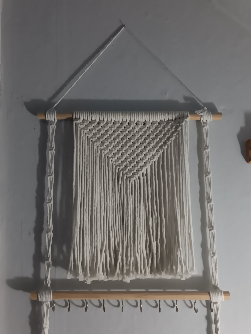 Boho Macramé Hanging Jewelry Organizer – Approx. 48"